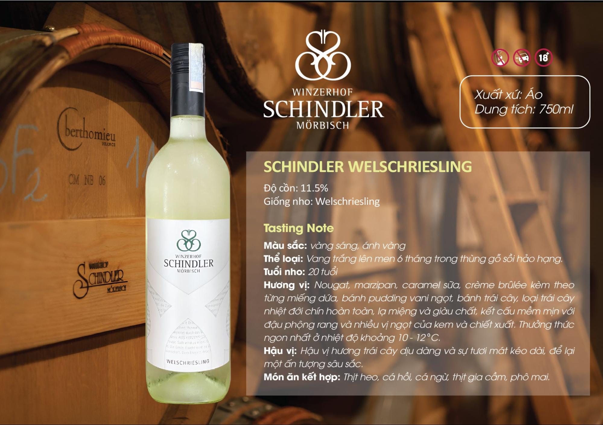 Vang trắng Winzerhof Schindler, Welschriesling