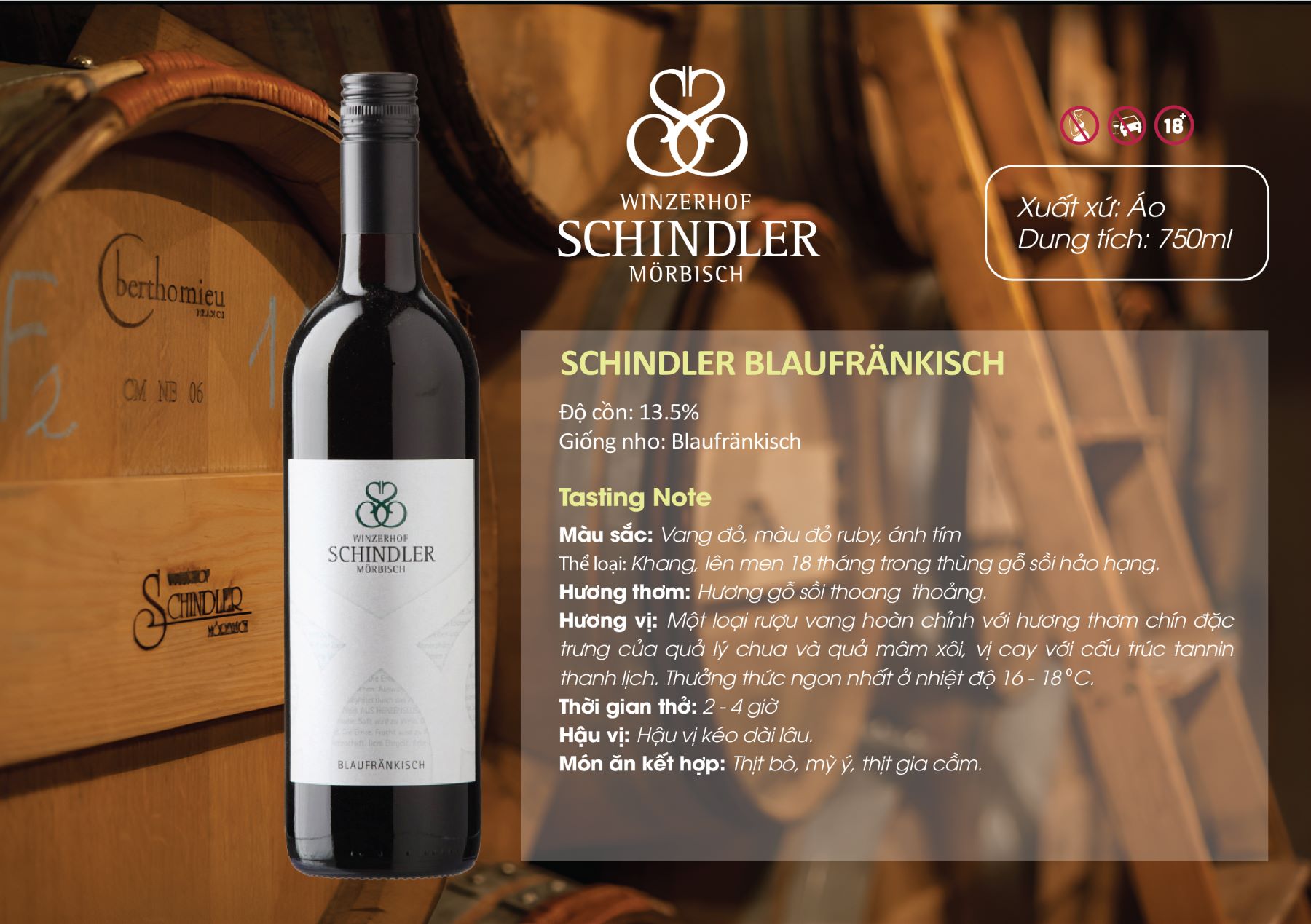 Thông tin về rượu vang đỏ Winzerhof Schindler, Blaufränkisch